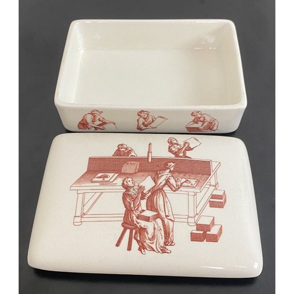 Wedgwood Wiggins Teape Group Papermakers Butter Dish 1961 Trinket Box 5" long - Picture 6 of 10